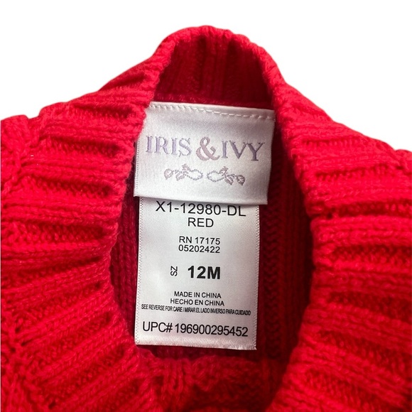 Red Cable Knit Dress with Tulle Skirt - Picture 6 of 6